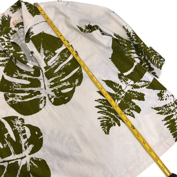 Vintage 60’s Iolani Monstera Print Bark Cloth Hawaiian Shirt - Picture 11 of 12